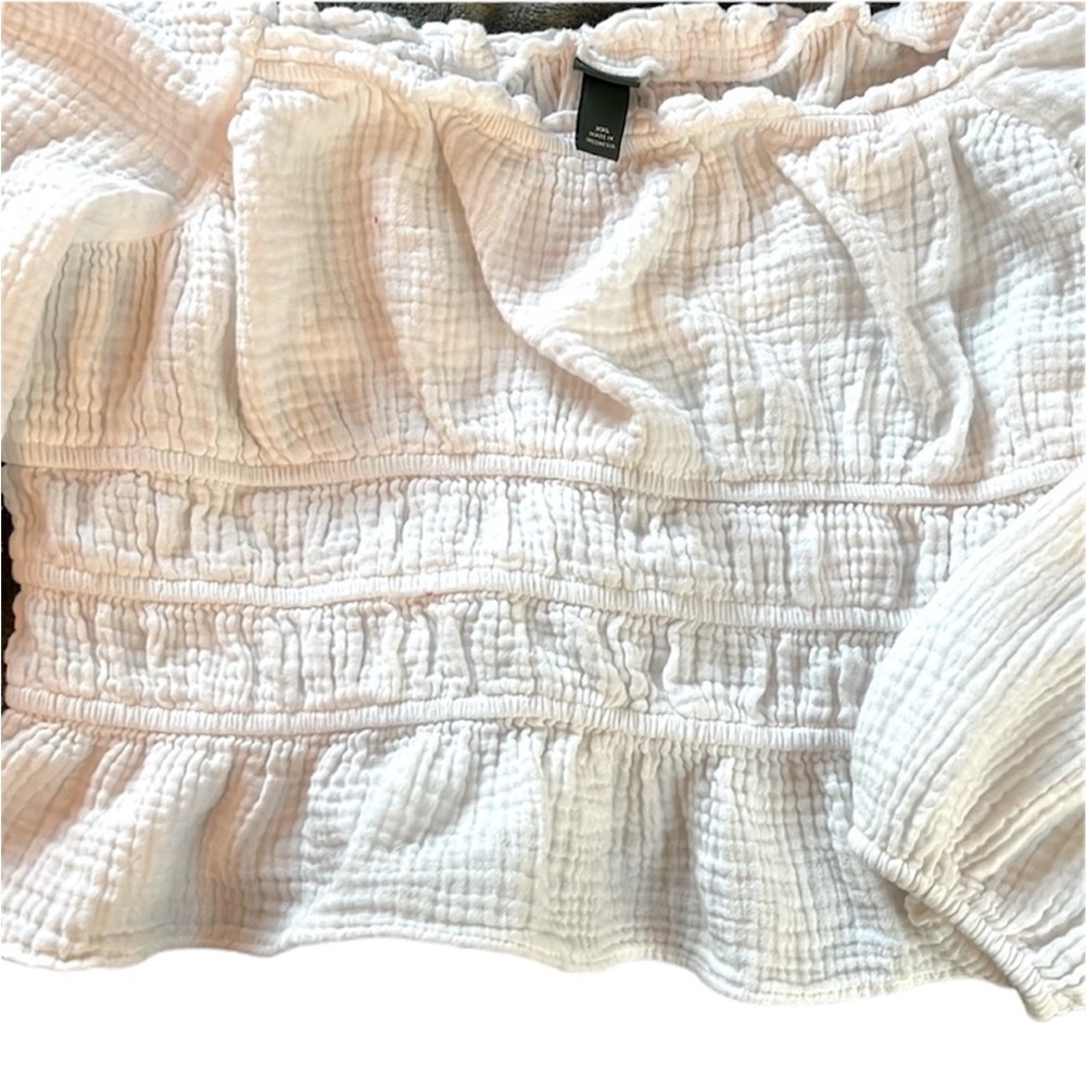 Wild Fable white cotton crop long sleeve top - Picture 3 of 4